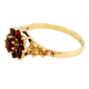 9ct gold Garnet Cluster Ring size Q